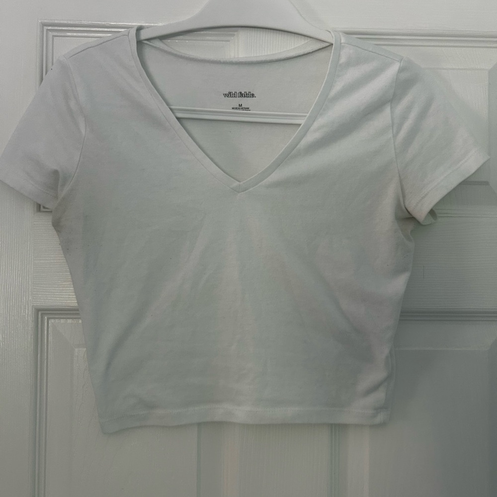 Wild Fable White Fitted Crop T-Shirt